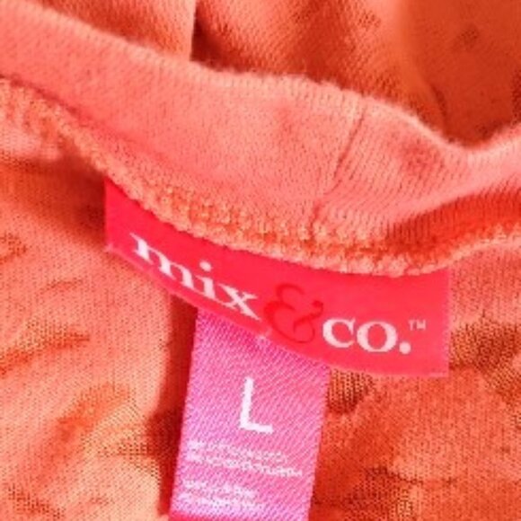Mix & Co Orange 3/4 Sleeve Semi-Sheer Cardigan Sweater in Size Large - Picture 5 of 5